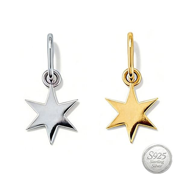 Minimalist DIY Jewellery 925 Sterling Silver Glossy Six Point Star Pendant for Necklace Birthday Gifts Custom Jewelry Making Charm Manufacturer