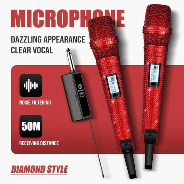 Diamond Microphone G-MARK SKM9000 Luxury sparkling Wireless Microphone Professional UHF Frequency Adjustable Studio Sound Metal S260508