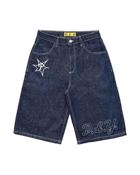 Y2k Hip Hop Vintage Loose Jorts Harajuku Streetwear Summer Punk Rock Letter Embroidery Fashion Denim Shorts Men Clothing 260509