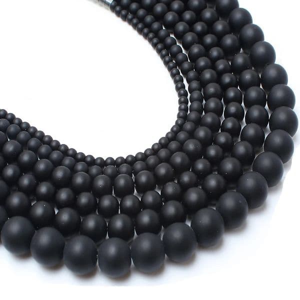 Matte Natural Black Agates Onyx Round Loose Stone Beads For Jewelry Making DIY Charm Bracelet Necklace 4 6 8 10 12mm 15 inch 260509