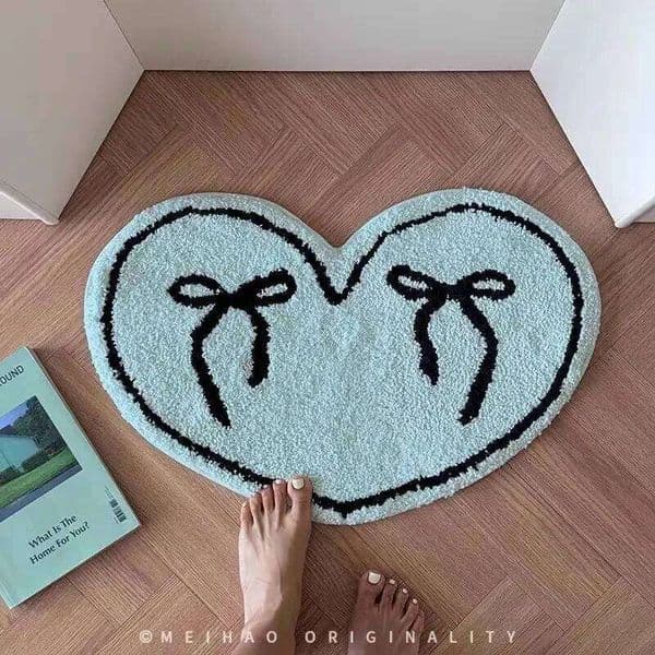 VIKAMA Girly Bow Heart Soft And Plush Underfoot Bedroom Essential Decorative Rug For Refined Homes 26H0509