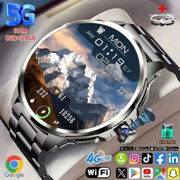 5G/4G Full Netcom 8GB+128GB RAM Smart Watch 1.95 inch 720*720 AMOLED 2100mah Battery 900W Camera GPS WIFI Google APPS Smartwatch 26H0508