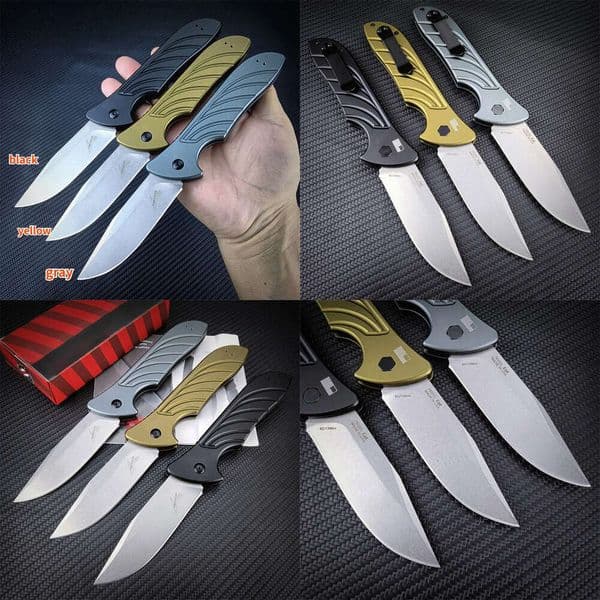 Newest KS 7600 Launch 5 Outdoor Folding Pocket Knife CPM-154 Stonewashed Blade Aluminum Handles Easy To Carry Camping Hunting Hiking Tools 9000 7500 1660 7550