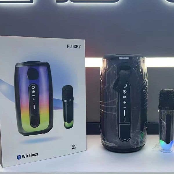 Cross-Mirror Atmosphere Light Pulse 7 Home Desktop Portable M7k Karaoke Microphone Bluetooth Speaker Colorful Speaker T260509