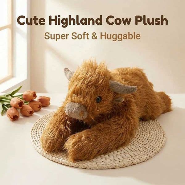 65cm Weighted Long Arm Highland Cow Plush Realistic Simulation Soft PP Cotton Stuffed Animal Fluffy Toy Birthday Gift L2605095KA9
