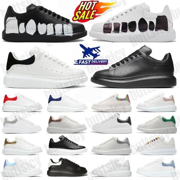 Designer Shoes Top quality Chaussure Mens Womans sneakers Leather rubber Flat black white Suede Velvet Lace Up Unisex Outdoors Sports Trainers
