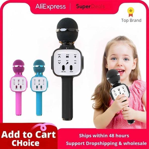 Wireless Bluetooth Karaoke MicrophonePortable Handheld Karaoke Mic Speaker for All Smartphones PCSuitable for Kids and Adults S260508