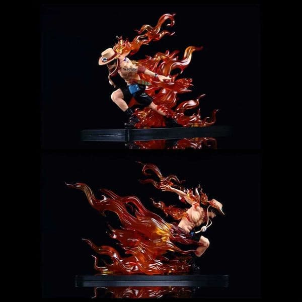 One Piece GK Drifting Flame Ace Black Base Statue Scene Model Display Boxed FigureL2600509
