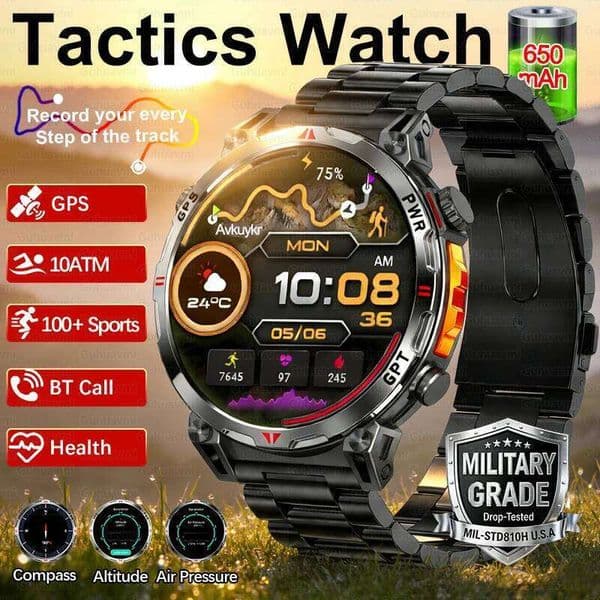 2026 New Outdoor GPS Sports Smartwatches Men Compass 10ATM Waterproof 24/7 Health Monitoring Chat GPT BT Call Smart Watch 26H0508