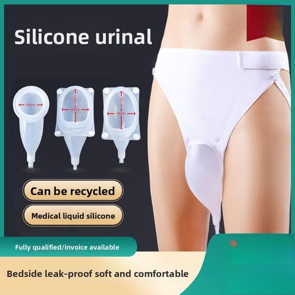 Silicone Urinal for Elderly Men and Women, Bedridden Urination Device, Night Urinal, Urine Collection Bag, Medical Leak-Proof Incontinence Aid