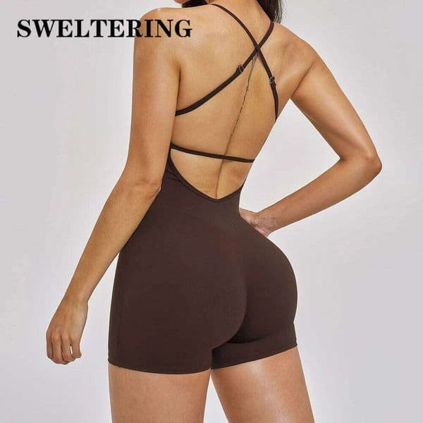 Women Yoga Jumpsuit Cross Strap Gym Fitness Overalls One Piece Bodysuits Female Sports Tracksuits Workout Rompers 26H0509