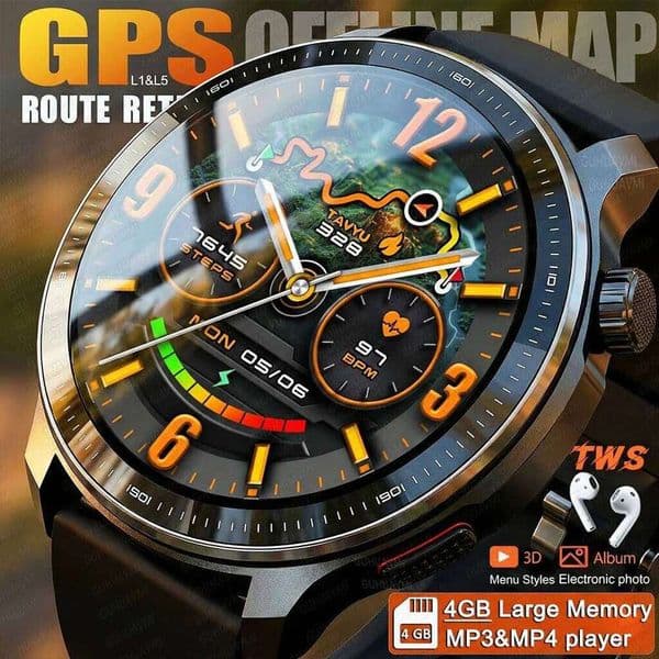 New 4GB Storage Smart Watch GPS Offline Map Local Music Video 200+Custom Dial Swim Outdoor Sport Explosion-proof Watchs 26H0508