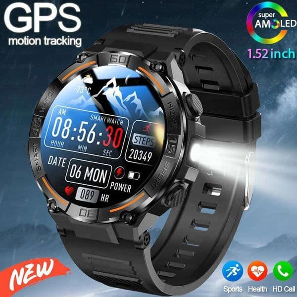 2026 New Outdoor Smart Watch GPS 1.52" Ultra HD Display BT Call Heart Rate IP69K Waterproof AI Smartwatch Men 26H0508