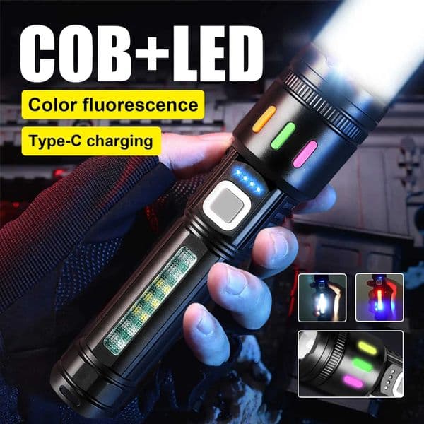 Super Bright Flashlight Rechargeable LED Torch Long Range Tactical Lamp for Outdoor Waterproof Camping Fishing Lantern Emergency C260509