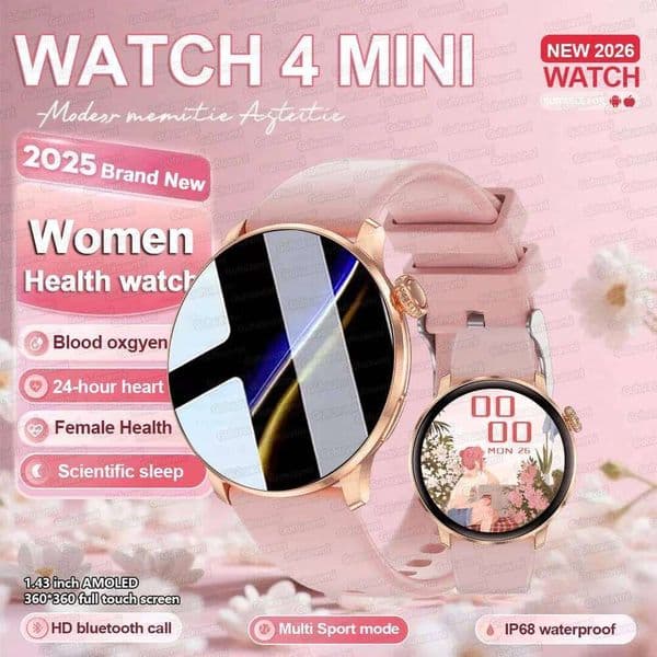 2026New GPS NFC BT Call Women Watch 4 mini Sport Track Heart Rate Pressure Monitoring Health Smartwatch Ladies 26H0508