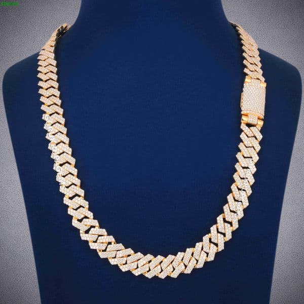 Factory Wholesale 14mm 925 Sterling Silver VVS Moissanite Diamond Iced Out Cuban Link Chain Hip Hop Necklace Mens Jewelry