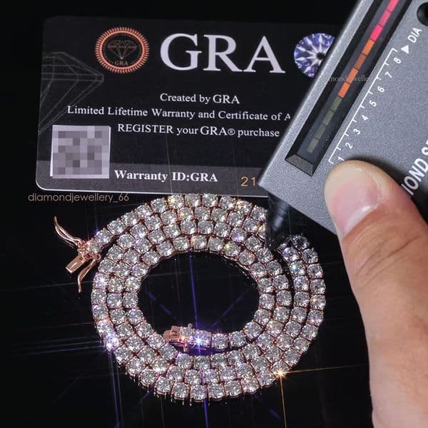 Sparkling boutique VVS Moissangite Necklace 925 Silver rose gold Chilled diamond tennis chain women's jewelry
