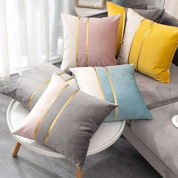 Nordic Color Stitching Dutch Velvet Throw Pillow Case Sofa Cushion Waist Cover Home Decorative Pillowcase 30x50cm 26Y0509