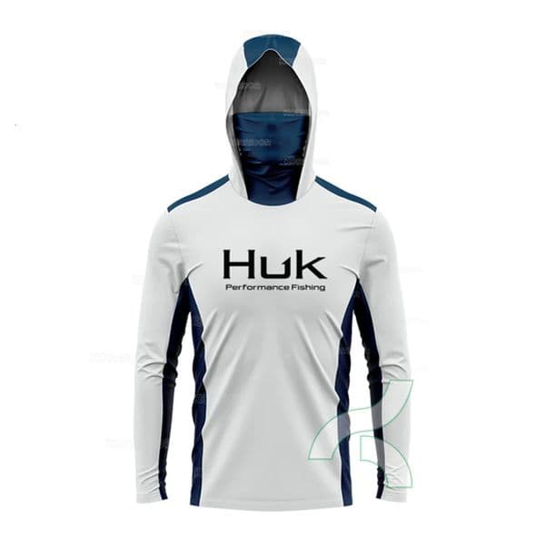 HUK Hooded Fishing Shirts Men Mask Anti-UV Fishing Clothes Summer Long Sleeve Sun Protection T-shirts Caps Scarf Jerseys Apparel 260508