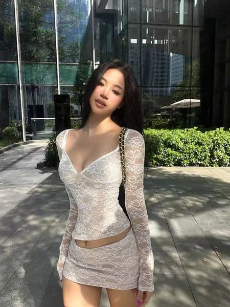 Y2K Slim Lace Skirts Women Two Piece Set Summer Sexy V Neck Long Sleeve Crop Tops Korean Streetwear Low Waist Mini Skirts Suit 260508