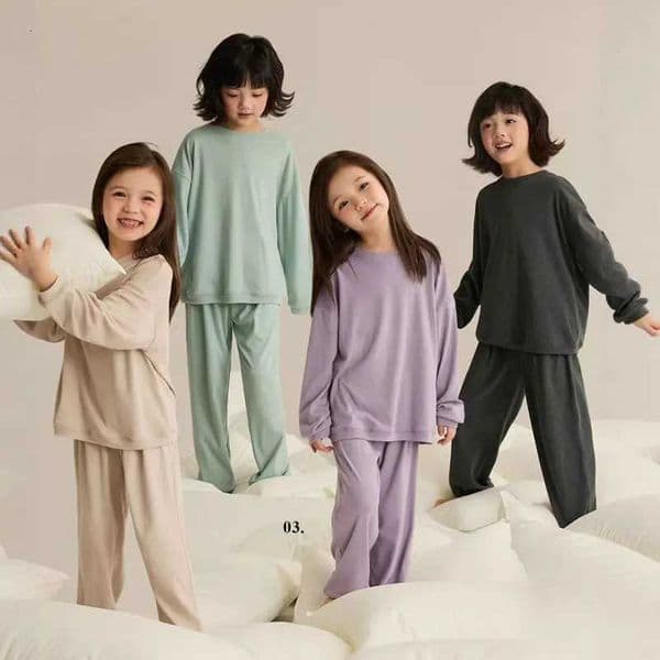 Girls Pajamas Sets Winter Autumn Sleepwear for Kids Solid Color Childrens Loungewear Set Teenager Underwear Baby Pijama 3-14TJ260509