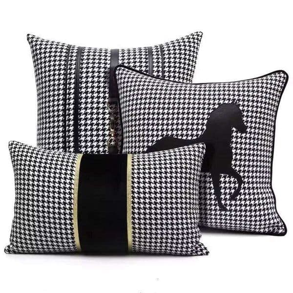 30x50/45/50cm luxury black white houndstooth cushion sofa imitation leather horse pillowcase decorative throw pillow cover 26Y0509