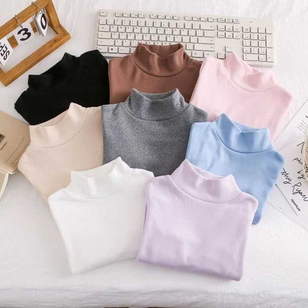 Kids Boys Girls Thermal Top Mock Neck T-Shirt Warm Underwear Sweatshirt Children Long Sleeve Homewear Candy Color Top Clothe L2605093CF7