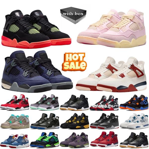 Designer 4s Basketball shoes Sneakers Black Cat Bred UNC University Blue White Grey Pure Black Infrared Barely Volt Iced Carmine Outdoor Sport trainers size 36-47