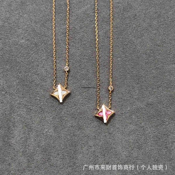 louisities lvs Louise lvness Luxury and versatile womens collarbone necklace with white and pink shell four-leaf clover and round pendant