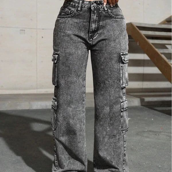 Womens Jeans Y2k High Waist Stretch Cargo Pants Multiple Pockets Casual Trousers For Ladies Fashion Retro Style 260508