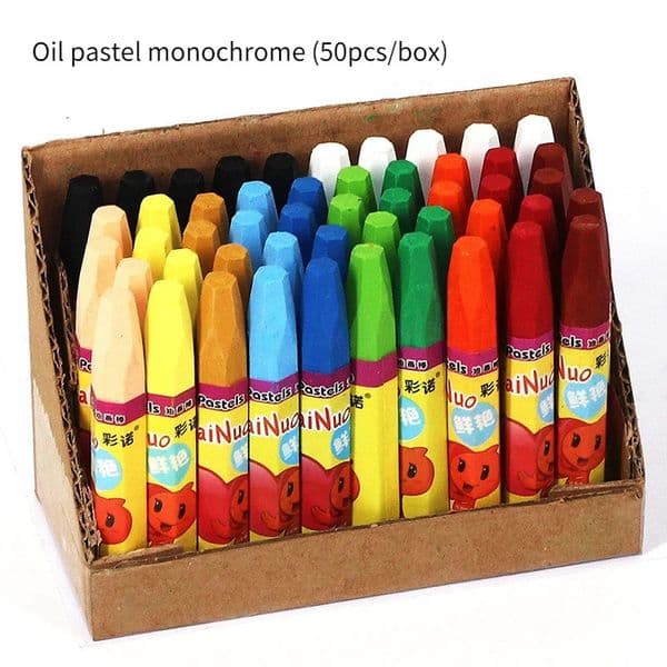 50pcs Monochrome Oil Pastels Set Paper Box Woodworking Markers Waterproof Not Dirty Hand Graffiti Coloring Crayons Art Supplies 260509