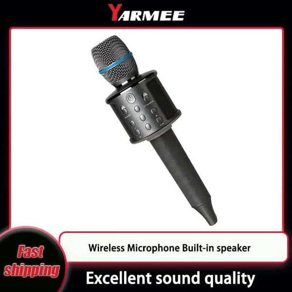 YARMEE Wireless Microphone Bluetooth Built-in speaker Handheld Portable Speaker Home HiFi Microfono For Singing Party Kid Gift S260508