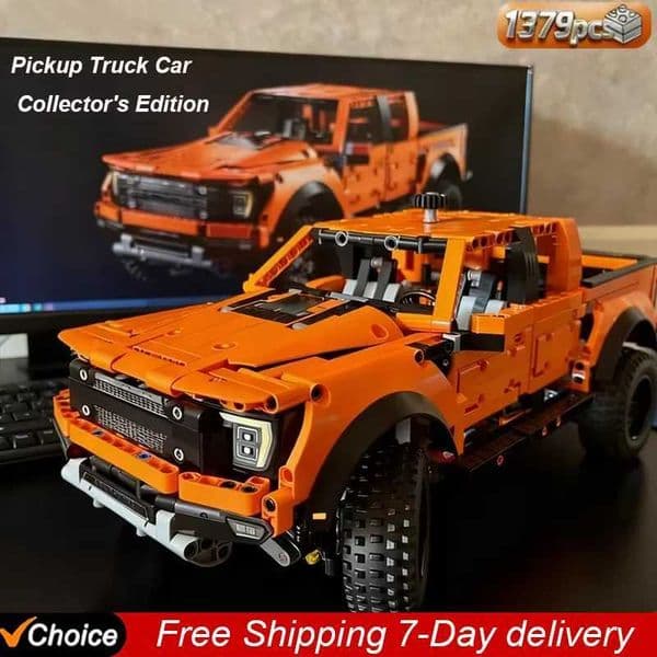 2026 NEW 1379PCS Tech Raptors F150 Truck Race Car Building Kit Compatible MOC Creative DIY Vehicle Bricks Toys Gifts Kids Adults H260509