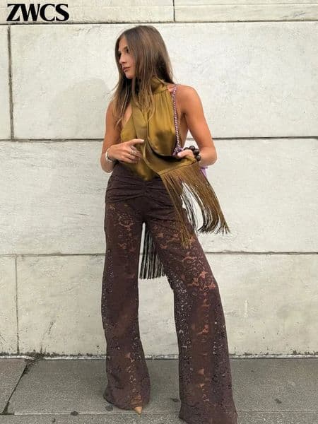 Elegant Halter Ribbons Tassels Vest Womens Sexy Backless Strapless Tank Tops Sleeveless 2026 Summer Female Solid Streetwear 260508