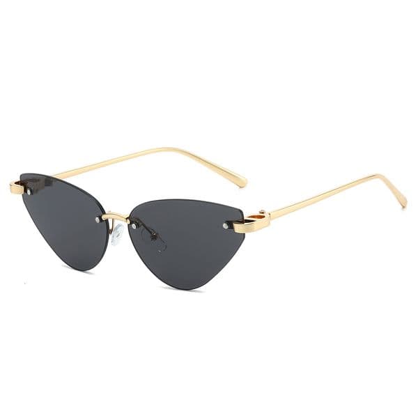 High Quality Triangular cat-eye frameless cut-edge sunglasses, fashionable European American style, personalized sun protection, casual and high-end sunglasses