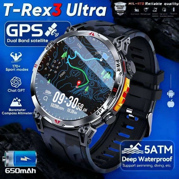 2025 New Professional Smart Watch Outdoor RIDE Run GPS track Swim Watchs Compass Altimeter 5ATM Sports Bracelets Men 26H0508