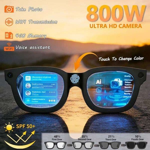 2026 Smart HD Photo Video Openai Record Translation Touch Photochromic Lenses Bluetooth Call Music Multifunction Glasses Smart Glasses