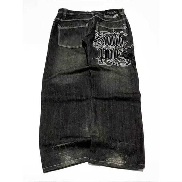 American Street Trend Letter Embroidered Loose Jeans Men Harajuku Y2K New Hip Hop Oversized Wide-leg Pants Unisex Mopping Jeans L260509