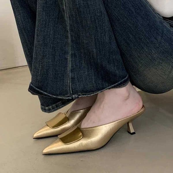 Luxury Women Slippers High Heels Mules Shoes Pointed Toe Heeled Sandals Elegant Party Slides 2026 Summer Mujer Zaoatos H260509