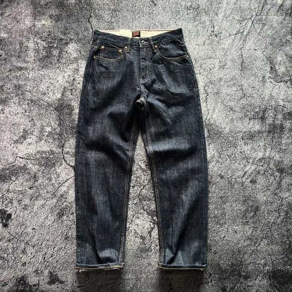 15oz Heavyweight Thick Selvedge Indigo Denim Jeans Sakura Ruffle 2025 Spring 100 Cotton Loose Straight Pants Japanese Men L260509