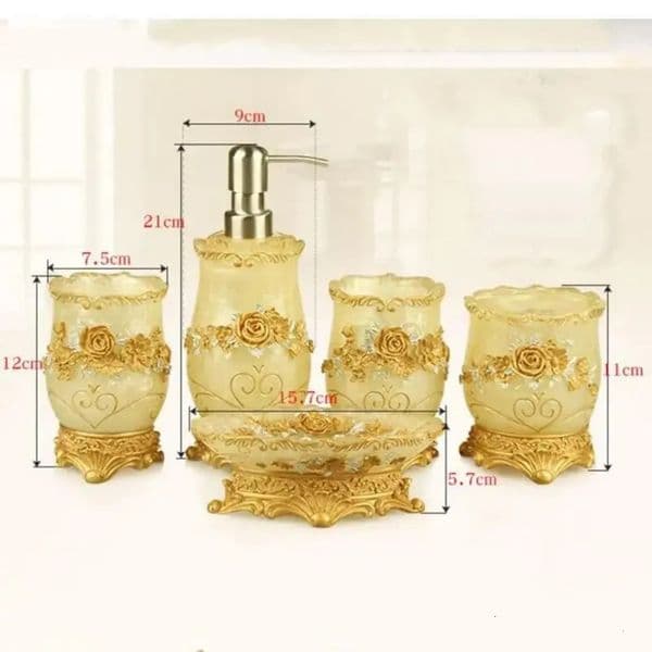 Luxury Designer Decor European Style room Bathroom Accessories Set Romantic Flowers Antique Resin Wash Suit Supplies Mouthwash Cup Decoratio 77