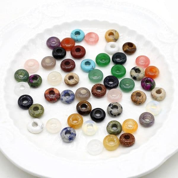 10pcs Natural Stone Big Hole Beads Abacus Shape Rose Quartzs Amethyst Loose Beaded for Making DIY Jewelry Earrings Bracelet 260509