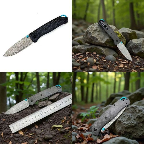Cross-border bestseller BM535 carbon fiber handle folding with Damascus blade for outdoor camping EDC pocket knife