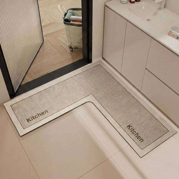 Luxury L-Shaped Rug Anti-slip Washable Bathroom Mat Stain-resistant Oil-resistant Kitchen Carpet For Home Corner 26H0509
