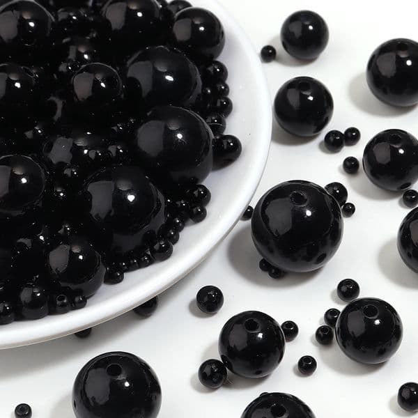 501000pcs 345681012mm Black ABS Pearl Beads With Hole Round Loose Bead For Jewelry Making DIY Necklace Bracelet 260509