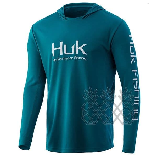 HUK Fishing Hooded Shirts Mens UV Protection Long Sleeve Sweatshirt Breathable Anti Mosquito Thin Fishing Tops Camisa De Pesca 260508