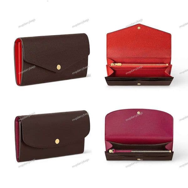 Top tier Designer Women Cion Wallet Lady Long Hasp Wallets Brown Leather Fold With Box 60697