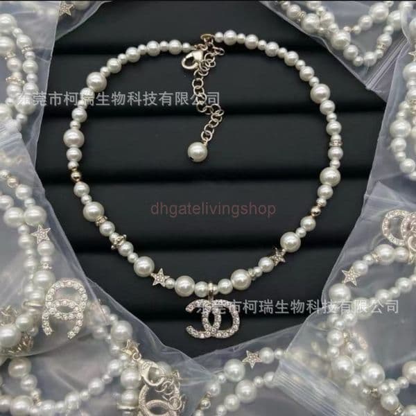cc necklace luxury jewelry Star Pearl Necklace for Women Full of Diamonds channels necklace