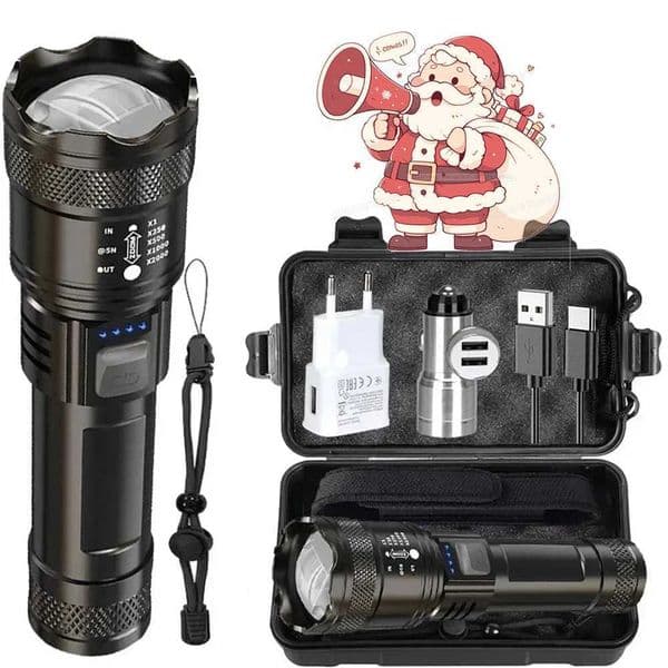 Super Bright LED Flashlight Type-C Rechargeable Long Range Tactical Torch Outdoor Waterproof Emergency Camping Fishing Lantern C260509