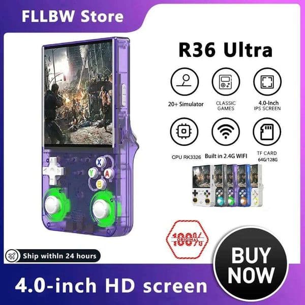 Open Source R36 Ultra Handheld Game Players 4 Inch Screen Console Retro Pocket Video Player 128G 20000+ Games 26Y0509
